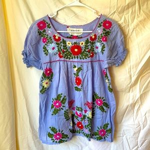 Siren Embroidered Floral Blue Top